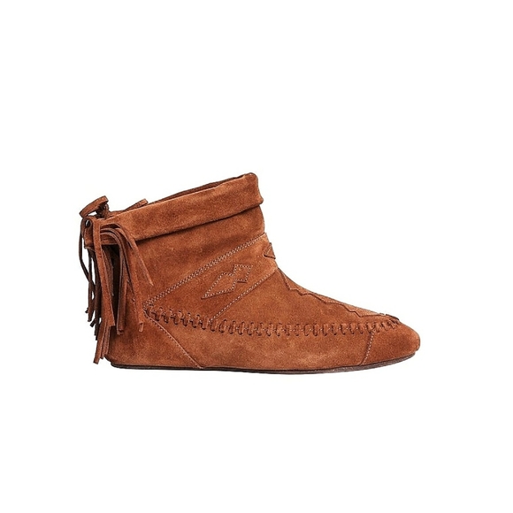 Saint Laurent Paris Nino Fringe Whip Stitch Leather Moccasin Bootie - Picture 4 of 6